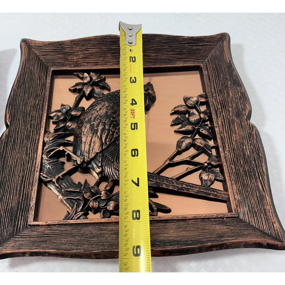 2 Vintage MCM Coppercraft Guild Copper Birds Hanging Wall Art Plaque 3D Decor US
